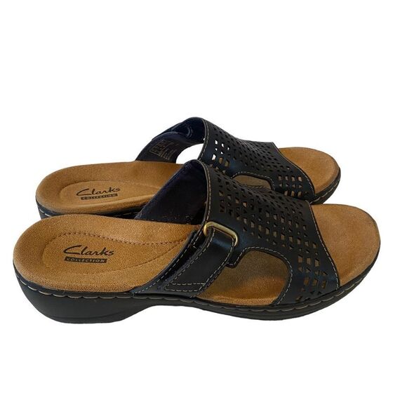 Clark’s Hayla Slip-On Navy Blue Leather Sandals in Ladies Size 7. - Picture 6 of 8